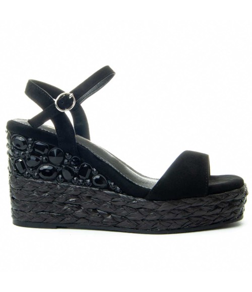 Sandalia Cuña De Esparto Para Mujer.  Montevita  Wesparto11  89371 Negro