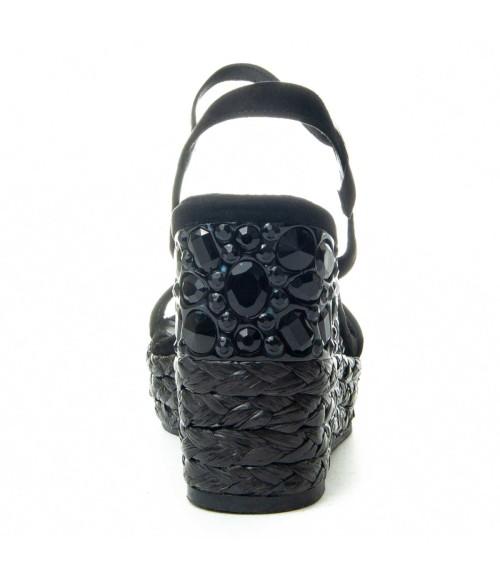 Sandalia Cuña De Esparto Para Mujer.  Montevita  Wesparto11  89371 Negro