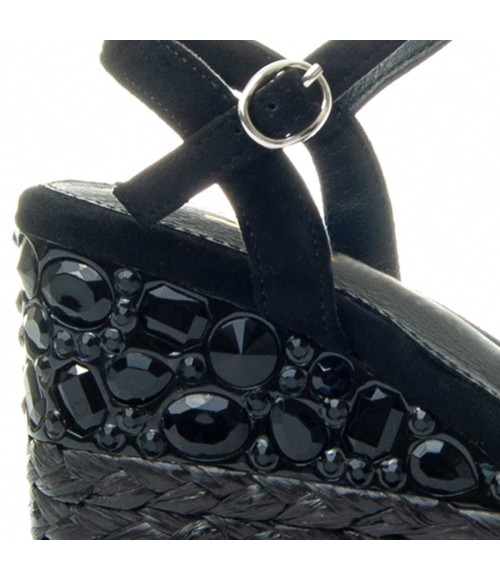 Sandalia Cuña De Esparto Para Mujer.  Montevita  Wesparto11  89371 Negro
