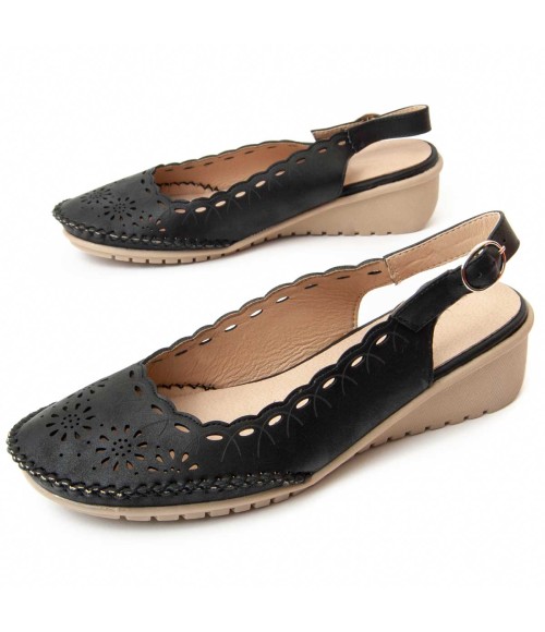 Mocasin De Cuña Para Mujer.  Montevita  Belena  90014 Negro