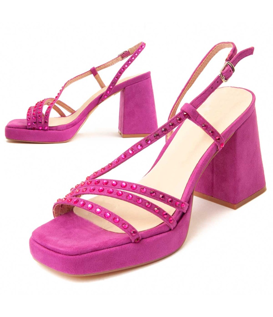 Sandalia De Tacón Para Mujer.  Montevita  Festsand2  90356 Fuxia