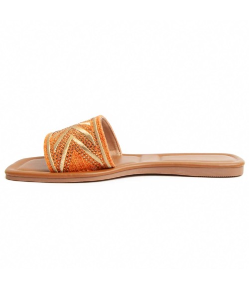 Sandalia Casual Para Mujer.  Montevita  Flatte  91245 Naranja