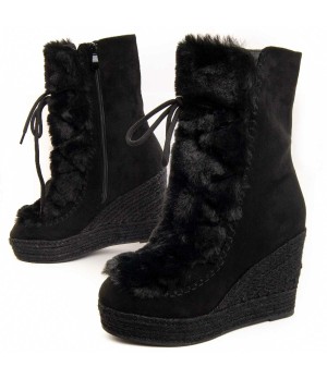 Bota De Cuña Para Mujer.  Montevita  Bottavita21  94002 Negro