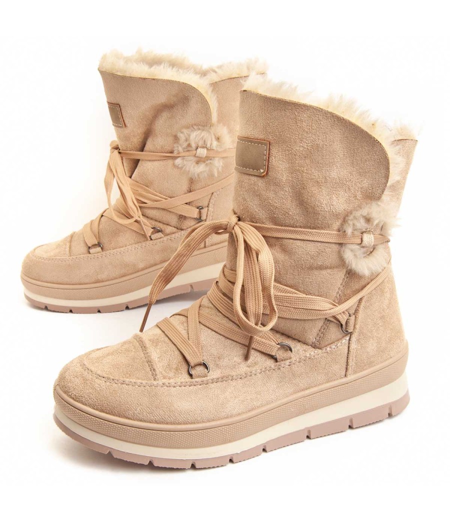 Botín De Plataforma Para Mujer.  Montevita  Bottivita56  95802 Beige