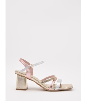 SANDALIAS DE TACON TIRAS PARA MUJER MONTEVITA PEACH 105026