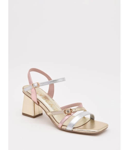 SANDALIAS DE TACON TIRAS PARA MUJER MONTEVITA PEACH 105026