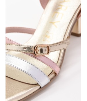 SANDALIAS DE TACON TIRAS PARA MUJER MONTEVITA PEACH 105026