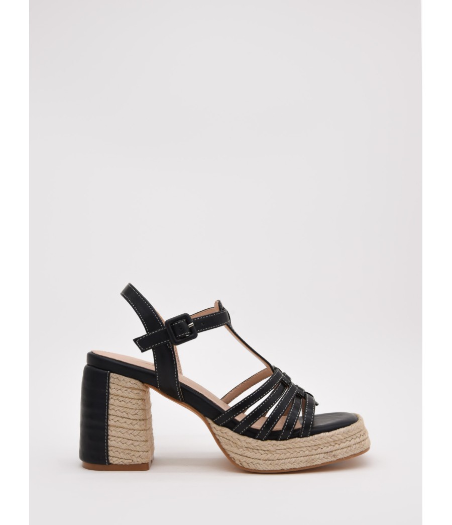 Sandalias De Tacon De Yute Para Mujer Montevita Picpic 105045