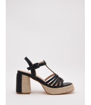 Sandalias De Tacon De Yute Para Mujer Montevita Picpic 105045