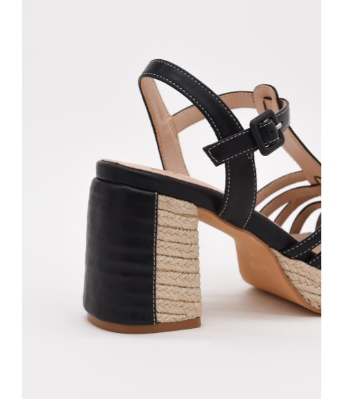 Sandalias De Tacon De Yute Para Mujer Montevita Picpic 105045