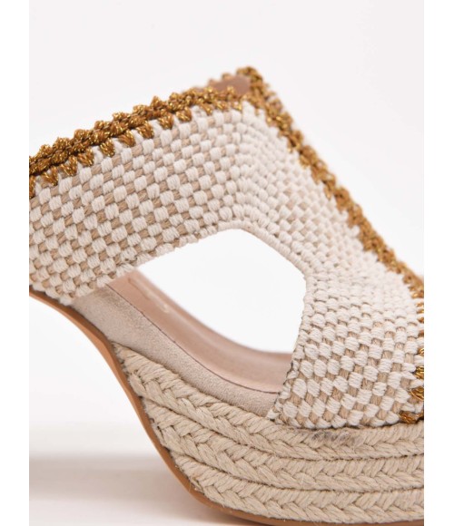 Sandalias De Tacon De Yute Para Mujer Montevita Pilare 105046