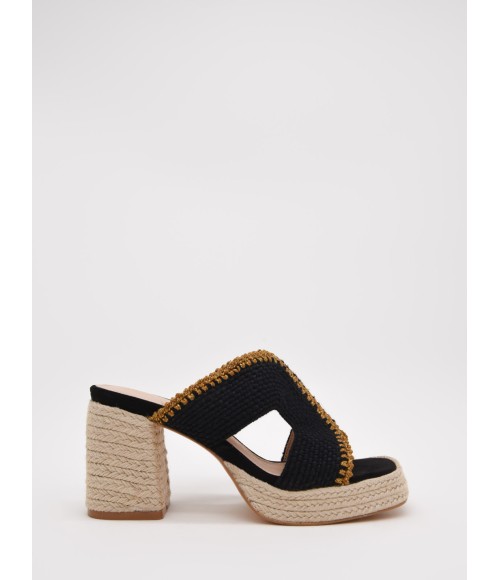 Sandalias De Tacon De Yute Para Mujer Montevita Pilare 105047