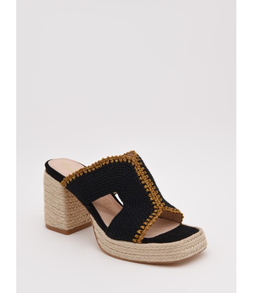 Sandalias De Tacon De Yute Para Mujer Montevita Pilare 105047