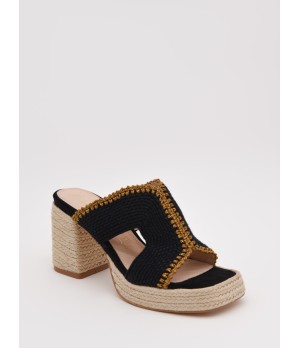 Sandalias De Tacon De Yute Para Mujer Montevita Pilare 105047