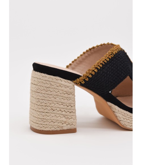 Sandalias De Tacon De Yute Para Mujer Montevita Pilare 105047