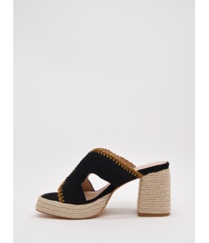 Sandalias De Tacon De Yute Para Mujer Montevita Pilare 105047