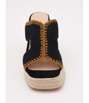 Sandalias De Tacon De Yute Para Mujer Montevita Pilare 105047