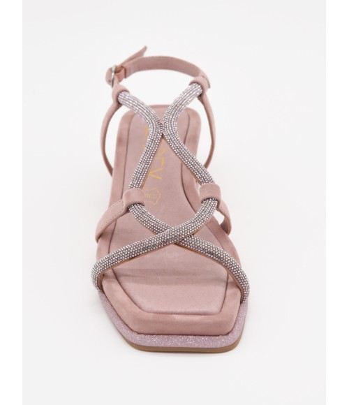 SANDALIAS PLANASROSA Y TIRAS CRUZADAS CONTRASS PARA MUJER MONTEVITA DERER 105067