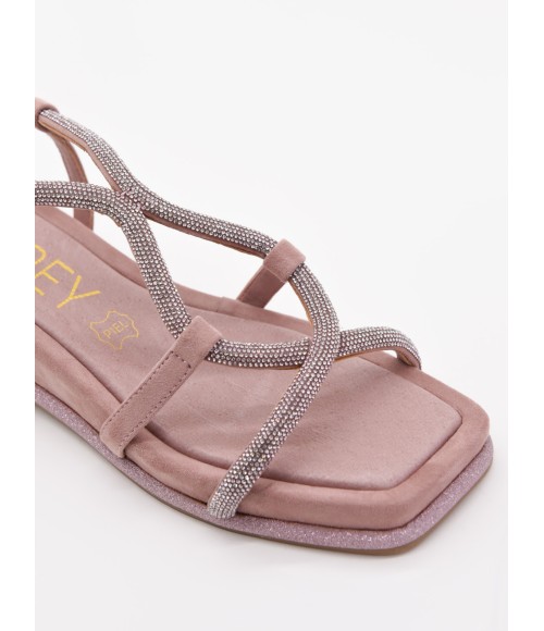 SANDALIAS PLANASROSA Y TIRAS CRUZADAS CONTRASS PARA MUJER MONTEVITA DERER 105067