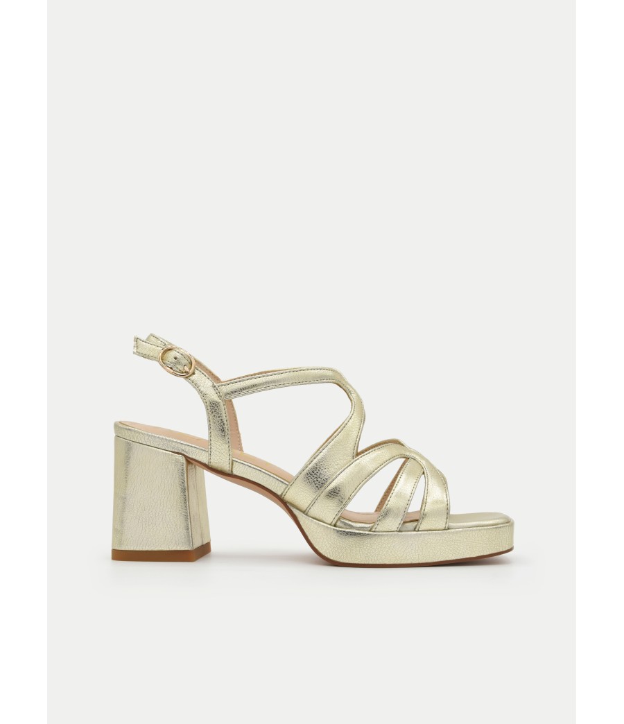 Sandalia De Tacon Ancho Y Tiras Para Mujer Montevita Venten 105079