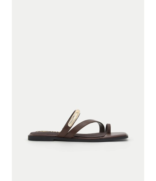Sandalia Plana Marron Con Detalle Minimalista Para Mujer Montevita Jinetese 105085