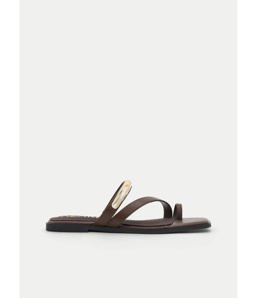 Sandalia Plana Marron Con Detalle Minimalista Para Mujer Montevita Jinetese 105085