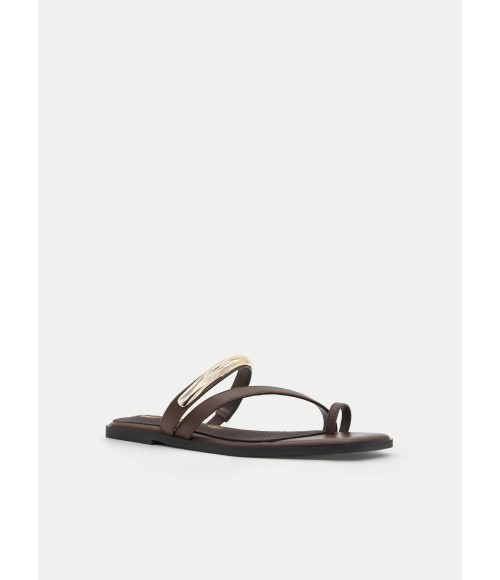 Sandalia Plana Marron Con Detalle Minimalista Para Mujer Montevita Jinetese 105085
