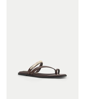 Sandalia Plana Marron Con Detalle Minimalista Para Mujer Montevita Jinetese 105085