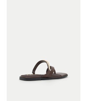 Sandalia Plana Marron Con Detalle Minimalista Para Mujer Montevita Jinetese 105085