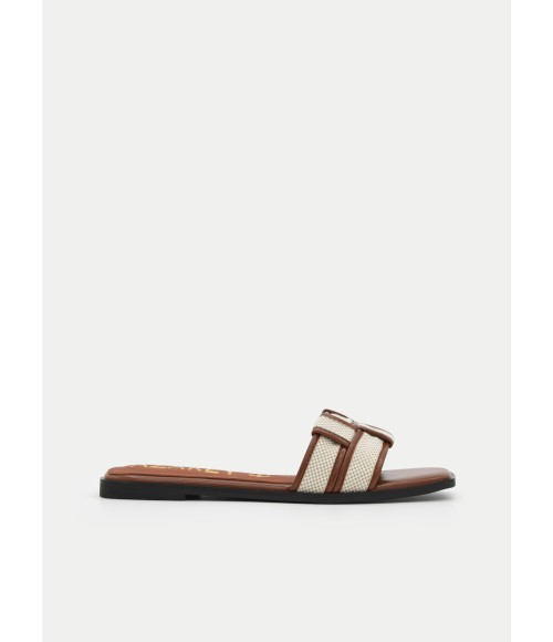 Pala Plana Camel Y Tiras Cruzadas Para Mujer Montevita Giye 105108