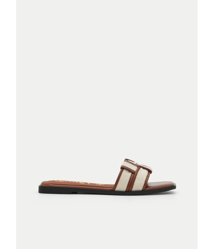 Pala Plana Camel Y Tiras Cruzadas Para Mujer Montevita Giye 105108