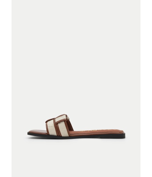 Pala Plana Camel Y Tiras Cruzadas Para Mujer Montevita Giye 105108