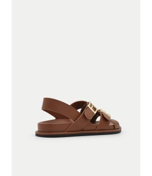 Sandalia Plana Marron Con Hebillas Para Mujer Montevita Pilitre 105110