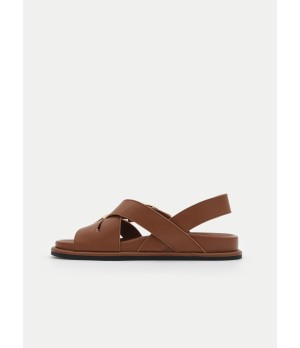 Sandalia Plana Marron Con Hebillas Para Mujer Montevita Pilitre 105110