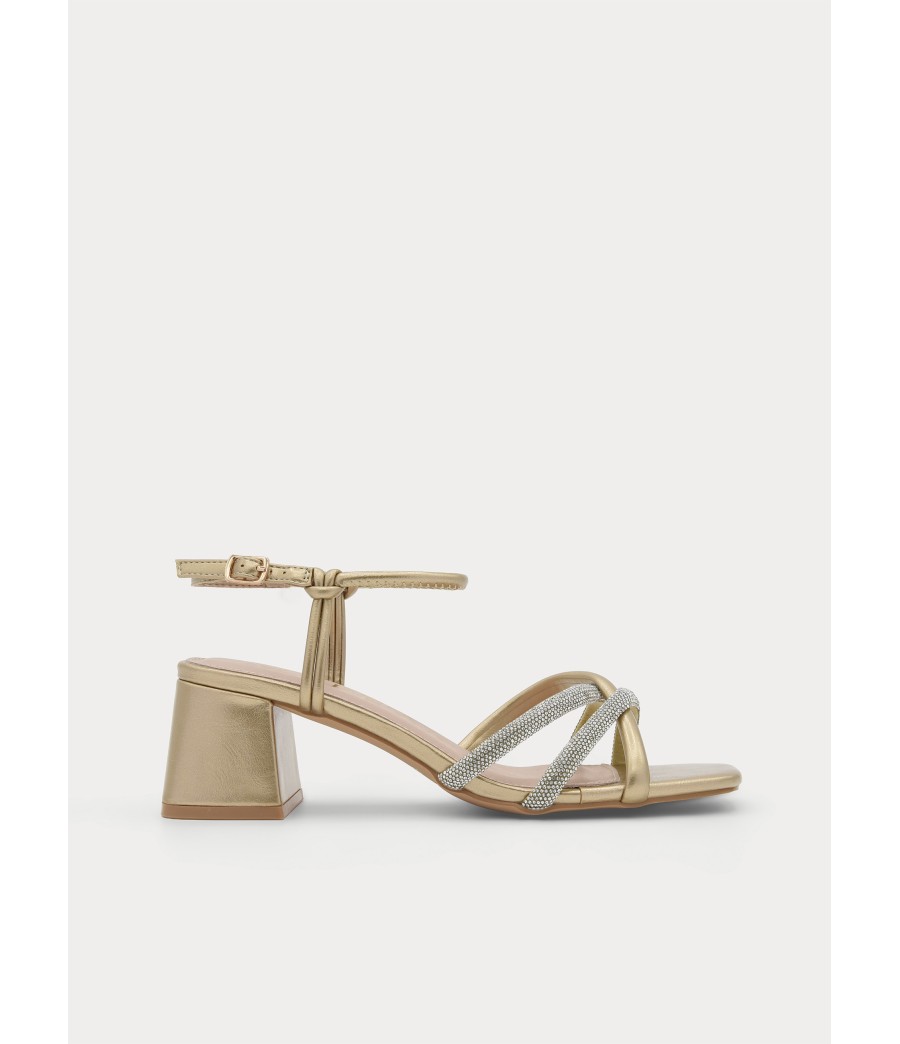 Sandalia Tacon Ancho Con Brillo Para Mujer Montevita Favunde 105129