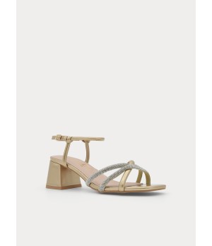 Sandalia Tacon Ancho Con Brillo Para Mujer Montevita Favunde 105129