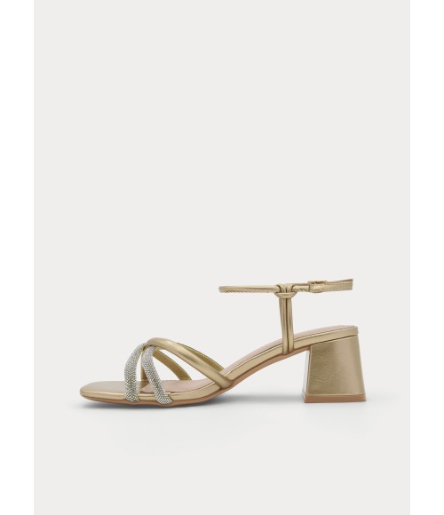 Sandalia Tacon Ancho Con Brillo Para Mujer Montevita Favunde 105129