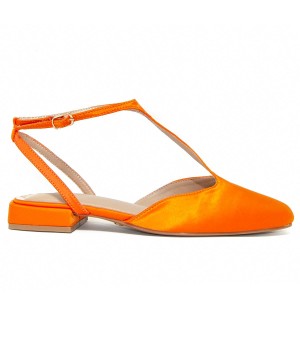 Bailarina De Tacon Bajo Naranja De Raso Para Mujer Montevita Vasier 105271