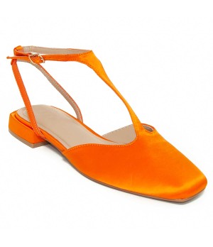 Bailarina De Tacon Bajo Naranja De Raso Para Mujer Montevita Vasier 105271
