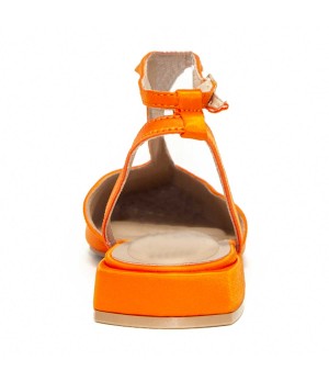 Bailarina De Tacon Bajo Naranja De Raso Para Mujer Montevita Vasier 105271