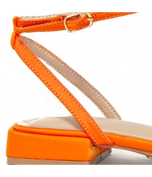 Bailarina De Tacon Bajo Naranja De Raso Para Mujer Montevita Vasier 105271