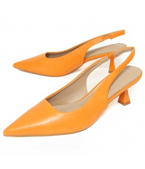 Zapato De Tacon Con Talon Abierto Y Puntera Cerrada Naranja Para Mujer Montevita Treu 105273
