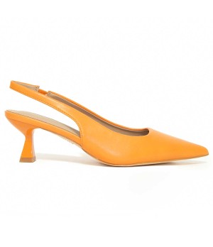 Zapato De Tacon Con Talon Abierto Y Puntera Cerrada Naranja Para Mujer Montevita Treu 105273
