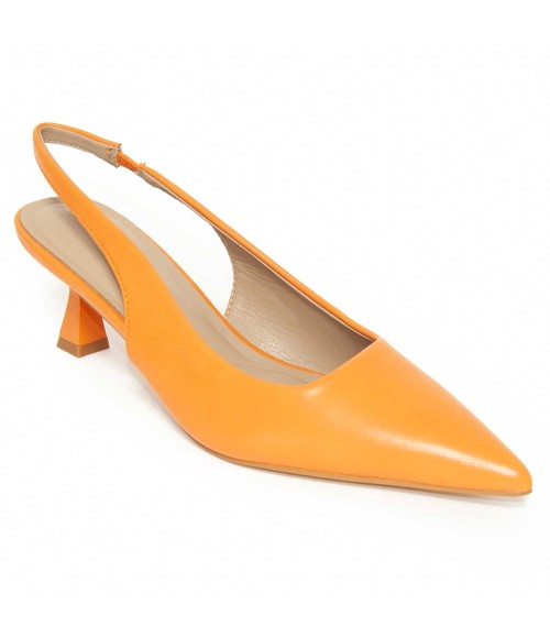 Zapato De Tacon Con Talon Abierto Y Puntera Cerrada Naranja Para Mujer Montevita Treu 105273