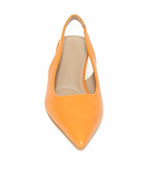 Zapato De Tacon Con Talon Abierto Y Puntera Cerrada Naranja Para Mujer Montevita Treu 105273