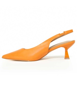 Zapato De Tacon Con Talon Abierto Y Puntera Cerrada Naranja Para Mujer Montevita Treu 105273