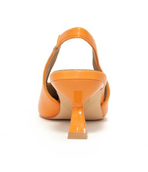 Zapato De Tacon Con Talon Abierto Y Puntera Cerrada Naranja Para Mujer Montevita Treu 105273