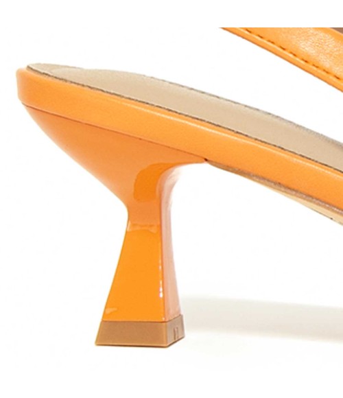 Zapato De Tacon Con Talon Abierto Y Puntera Cerrada Naranja Para Mujer Montevita Treu 105273