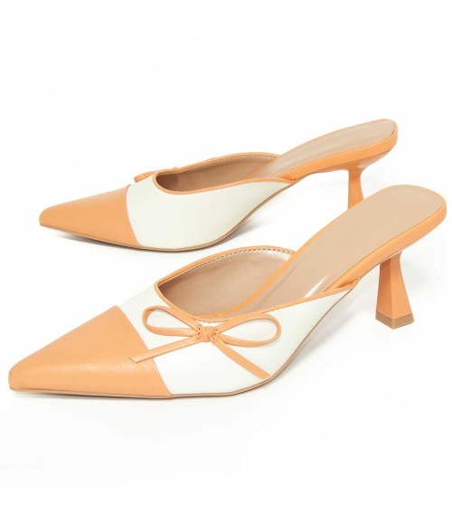 Zapato De Tacon Con Talon Descubierto Y Puntera Cerrada Bicolor Para Mujer Montevita Reist 105279