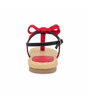 Sandalia Plana De Dedo Para Mujer Color Rojo Y Negro Montevita Ibiza 105296